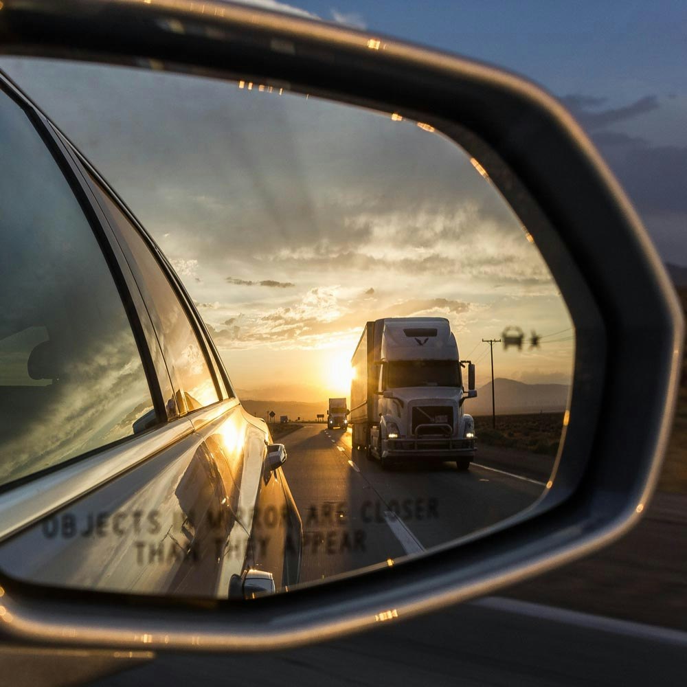 big rig in rear view