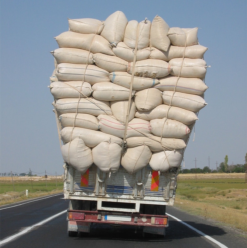 Truck tilting from too much cargo