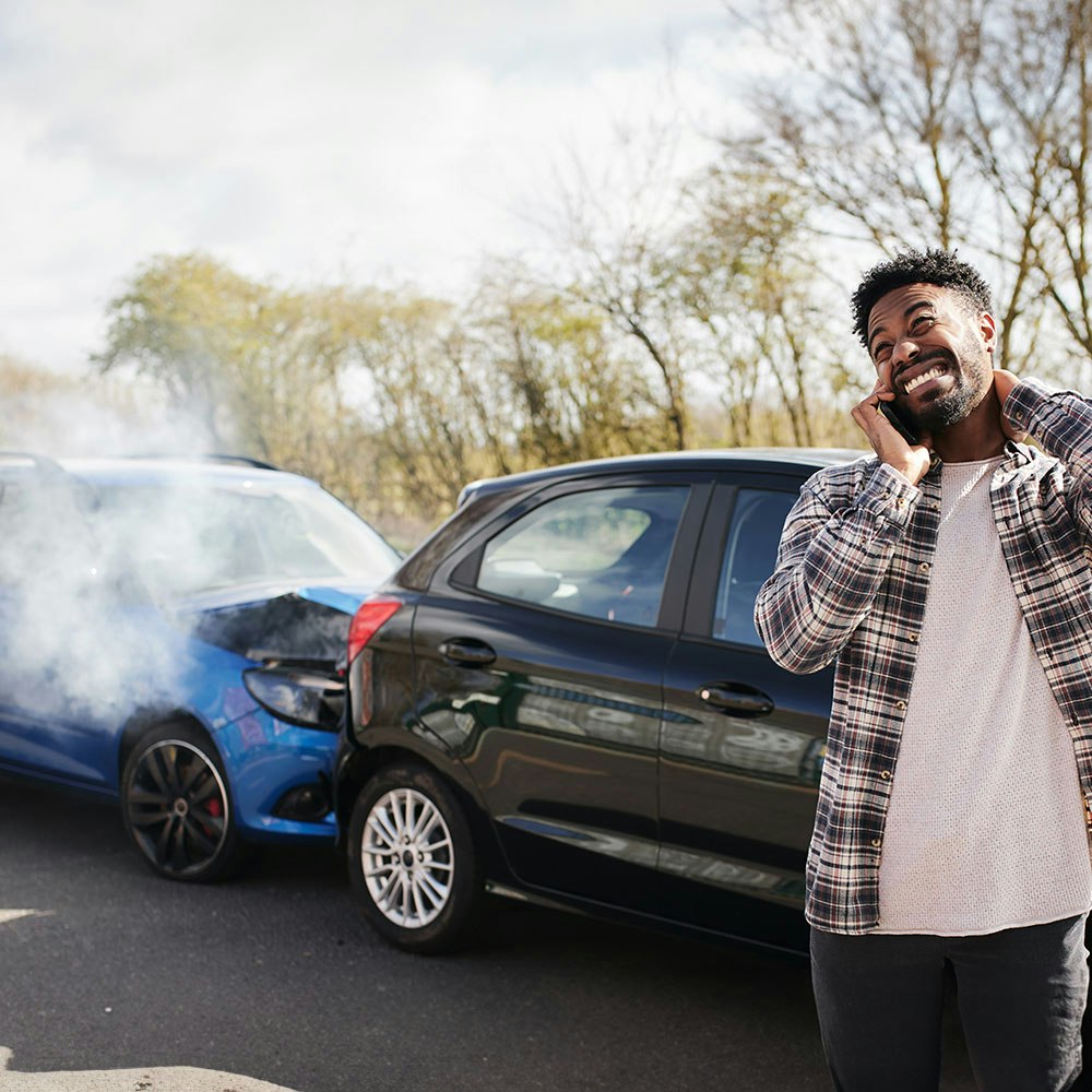 Man suffering from whiplash after car accident