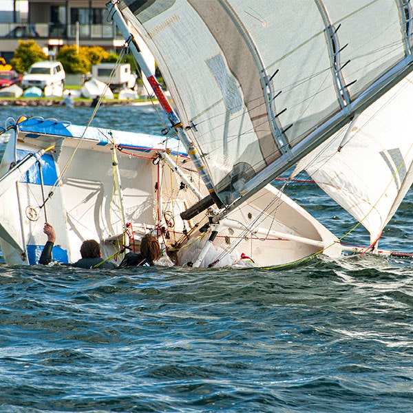 Overturned sailboat