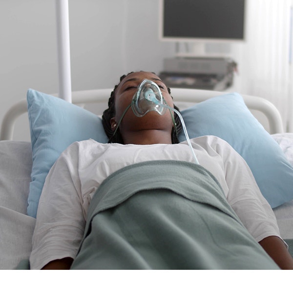 Medical malpractice victim in a hospital bed