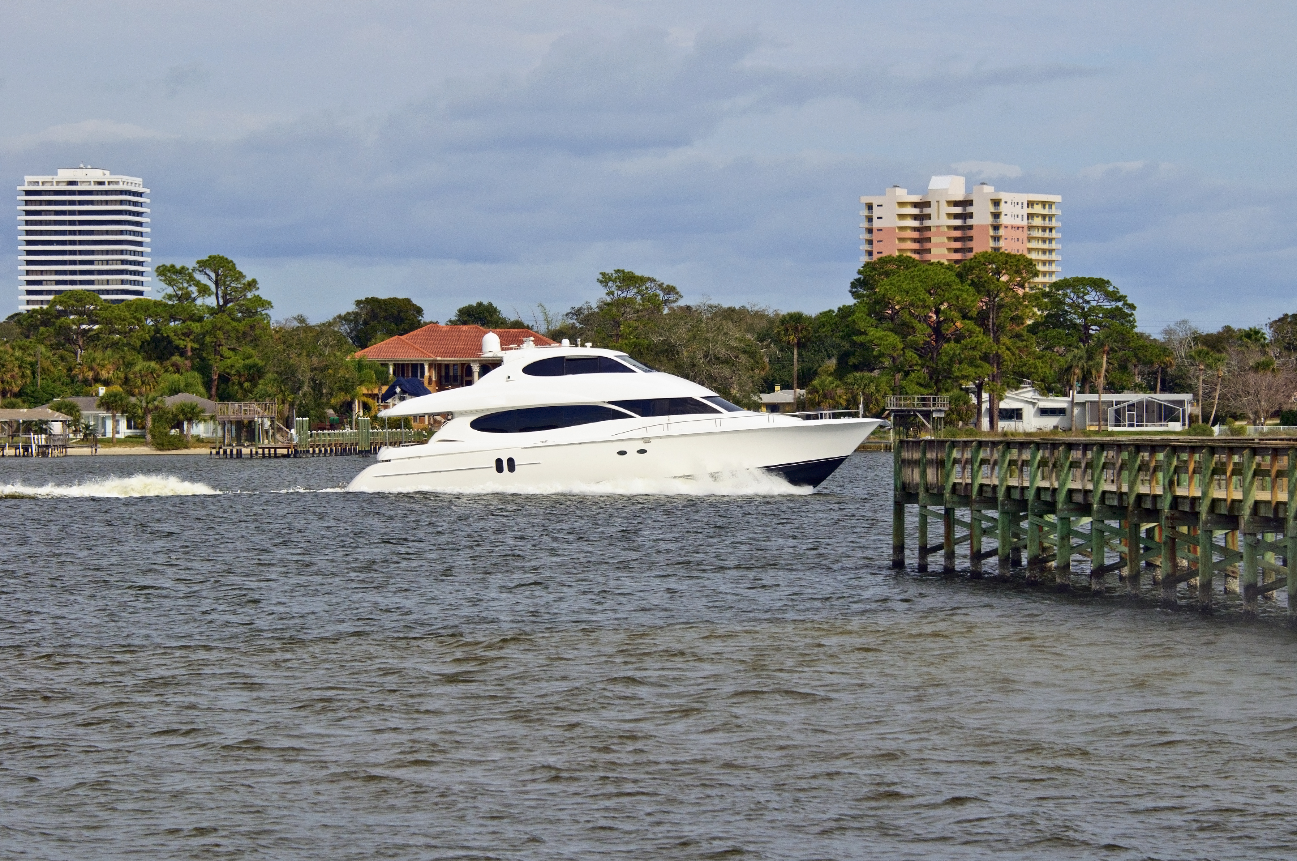 Yacht in the Halifax river near Daytona Beach