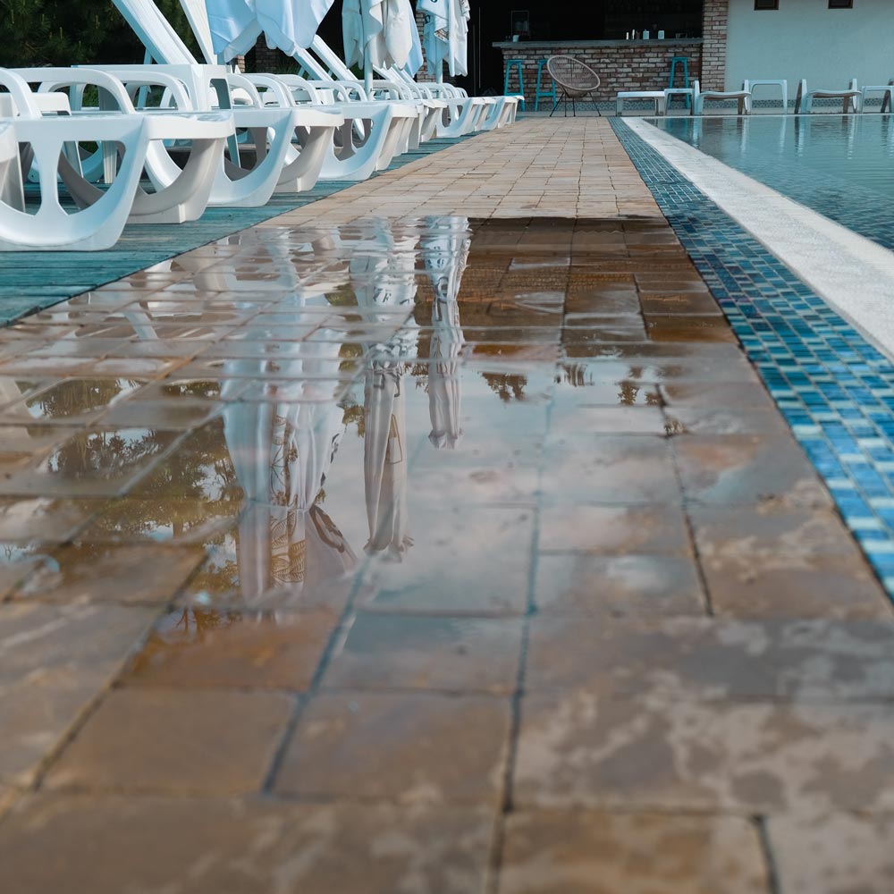 Wet floor creating a slip and fall hazard