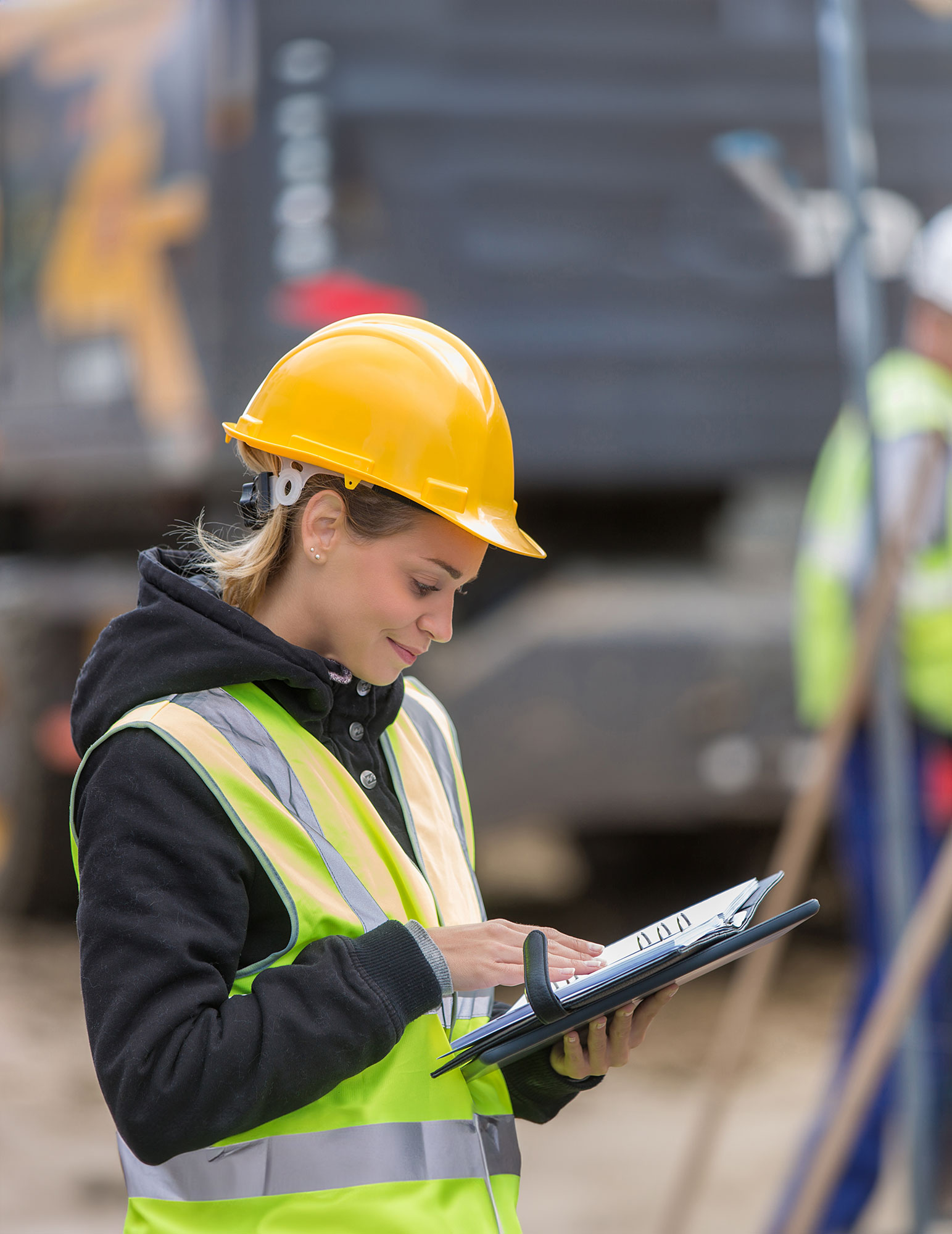 woman wearing hardhat