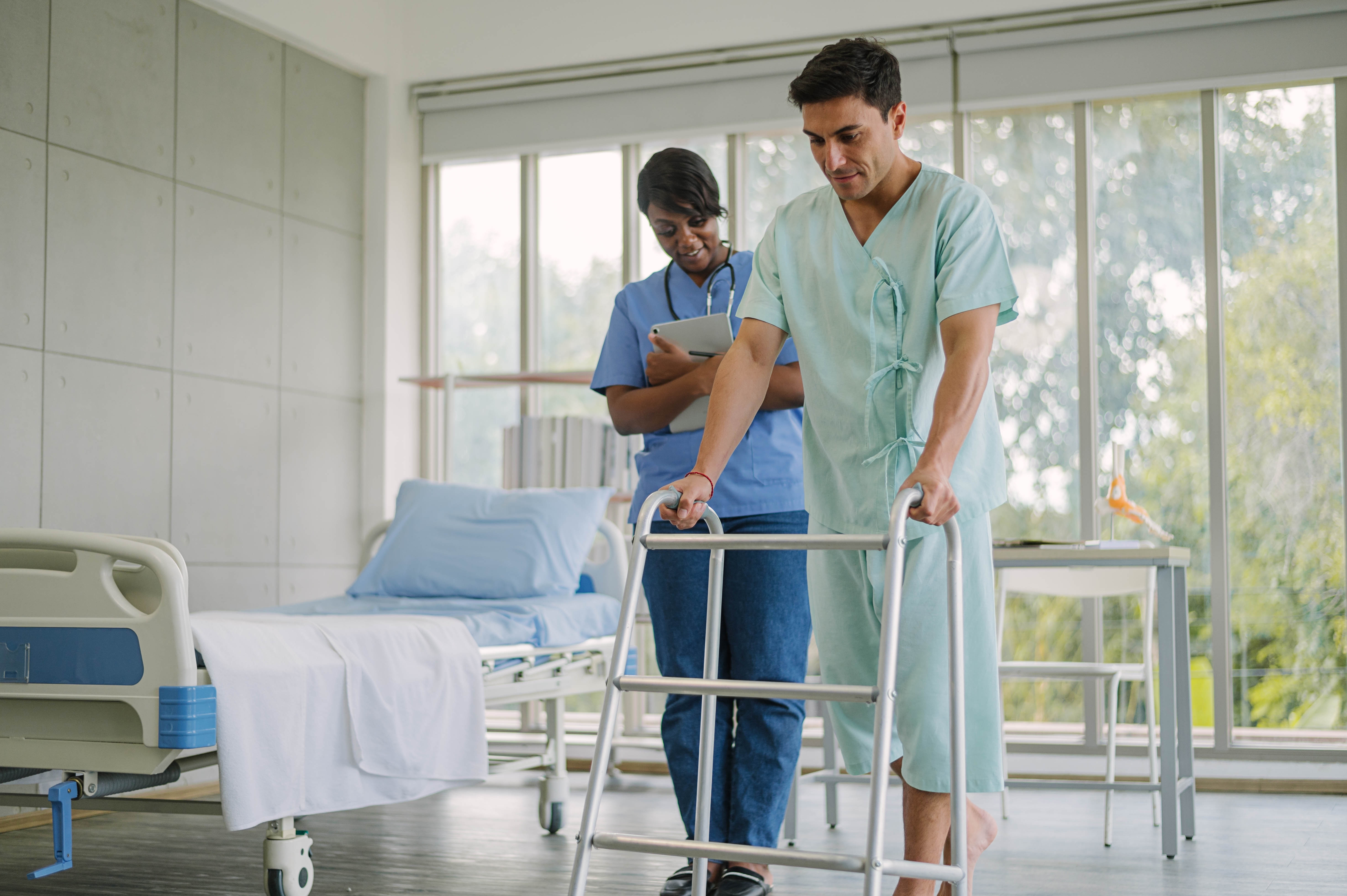 Man in physical therapy after accident
