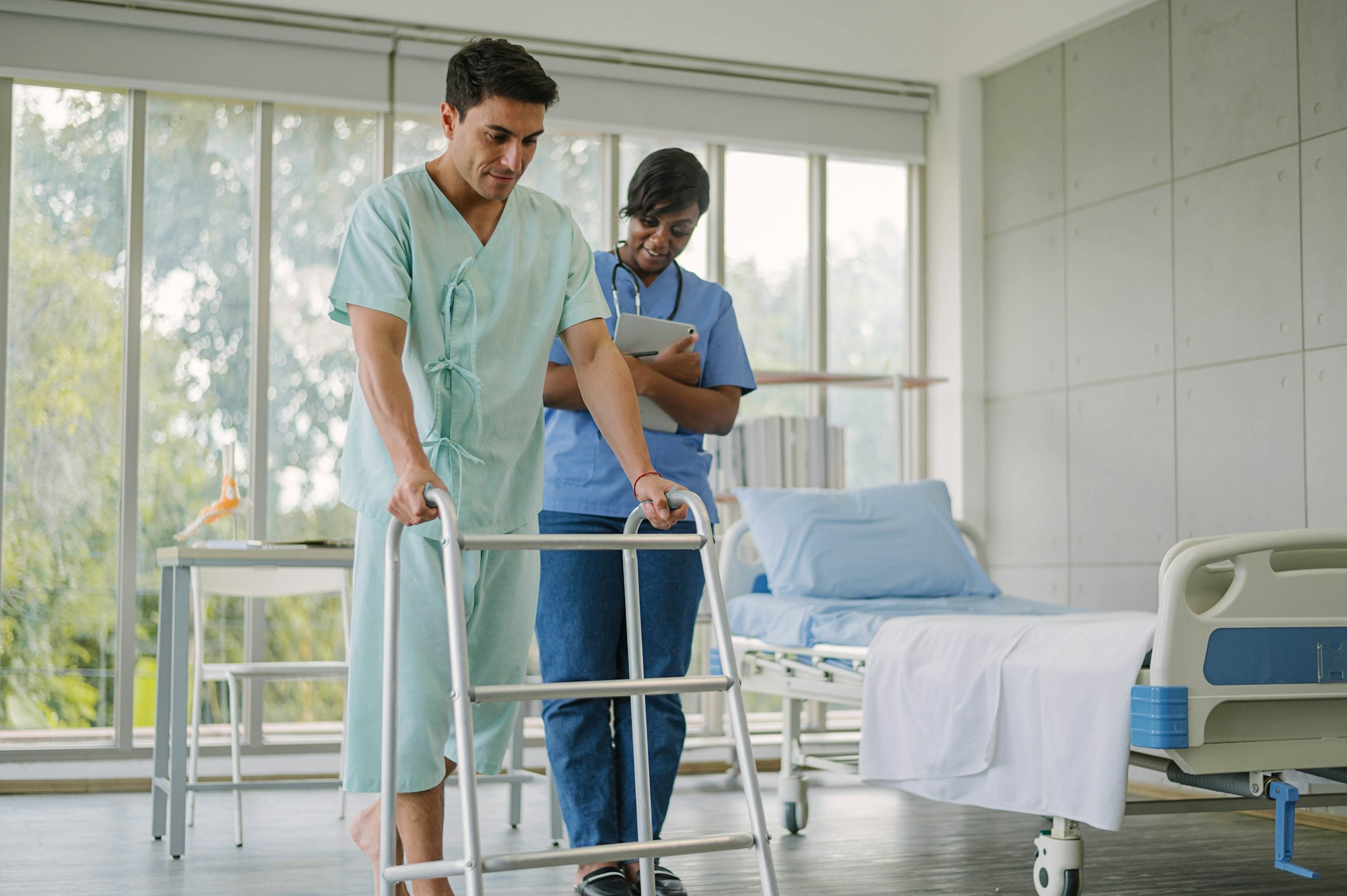 Man in physical therapy after accident