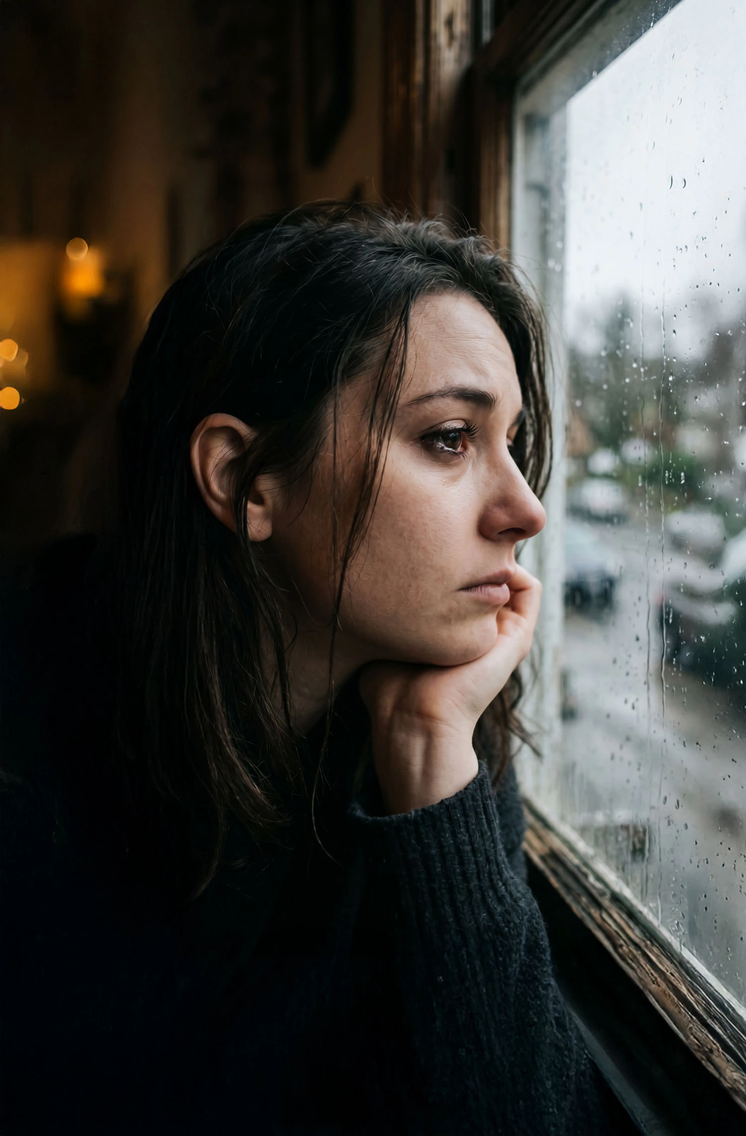 Girl staring out the window