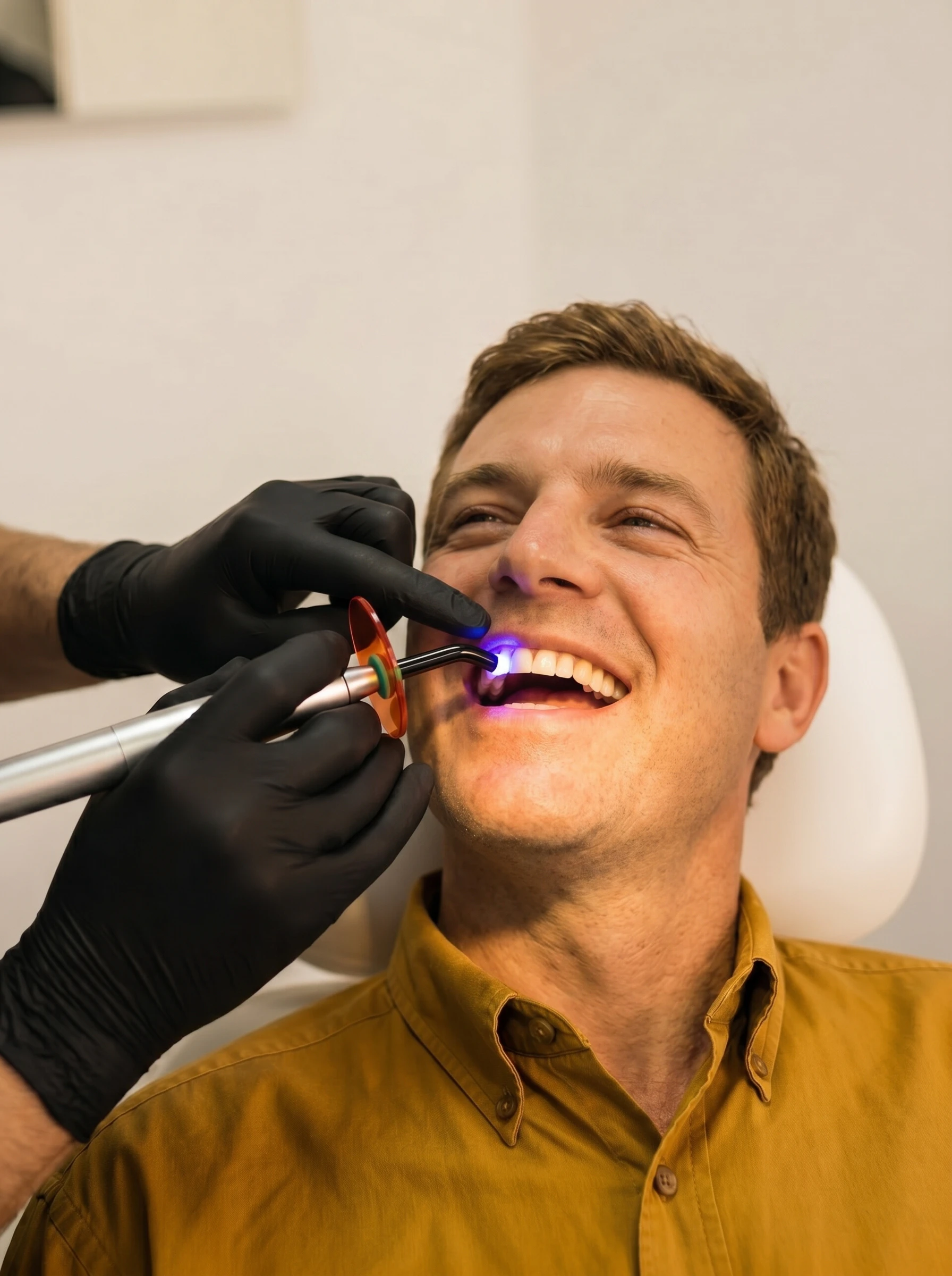Man receiving dental bonding