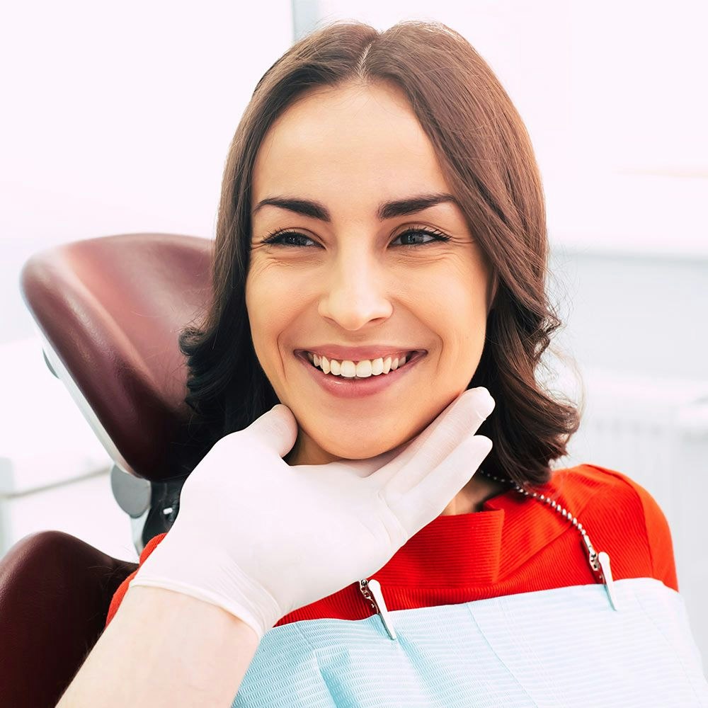Woman smiling at the dentist