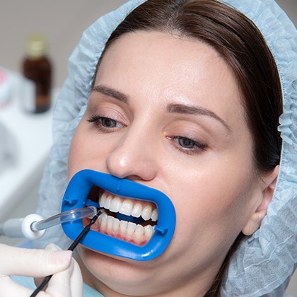 Patient receiving gum surgery