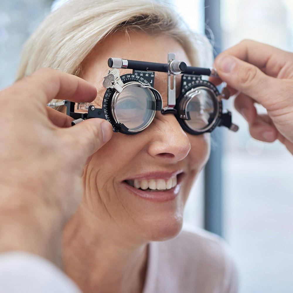 woman getting eye exam