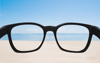 clear view of the ocean through glasses blurry view outside of the glasses