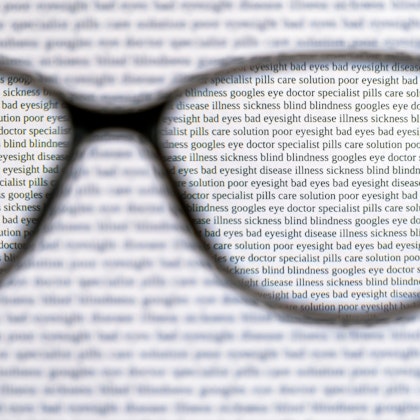 Clear view of page through glasses lens