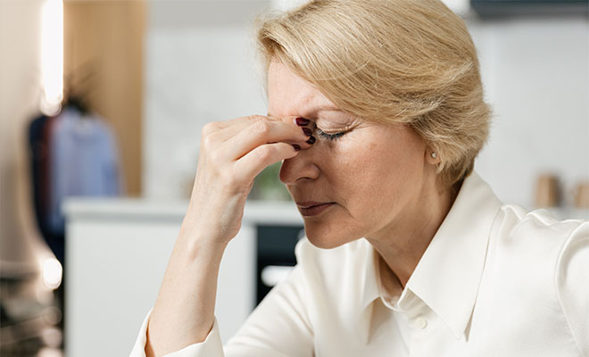 Woman with dry eye syndrome