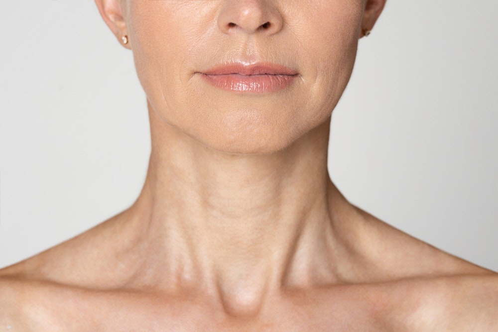 woman lower face and neck