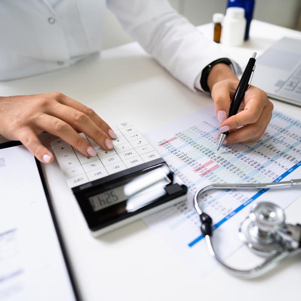 doctor with calculator