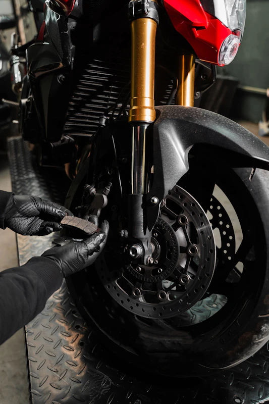 Close up image of part of a motorcycle
