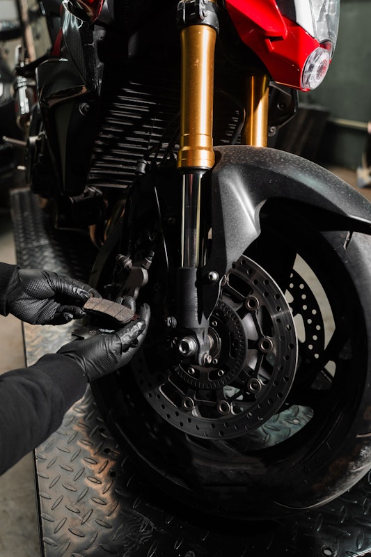 Close up image of part of a motorcycle
