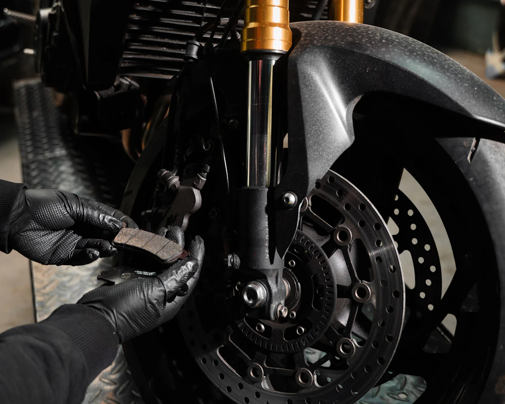 Close up image of part of a motorcycle