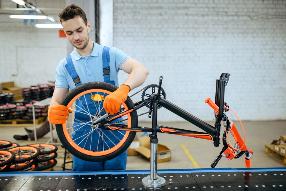 Man working on a bike