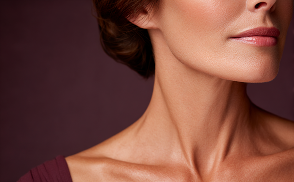 Woman's slim neck after a neck lift