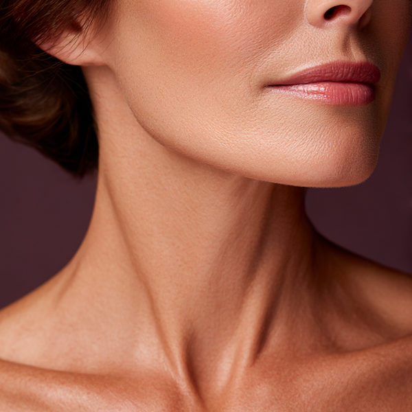 Woman's slim neck after a neck lift