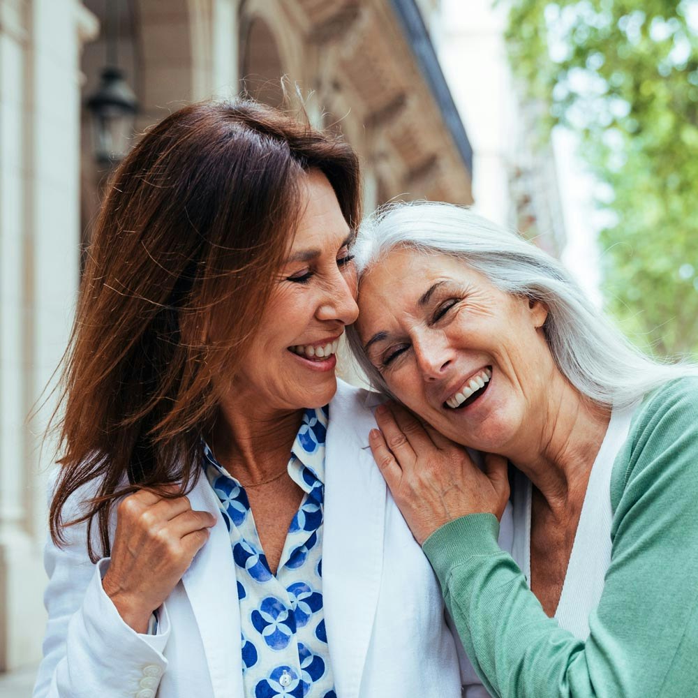 Smiling couple outside