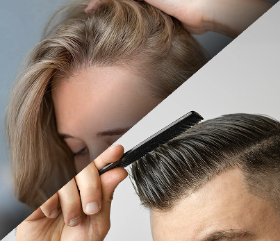 Hairline of woman and man