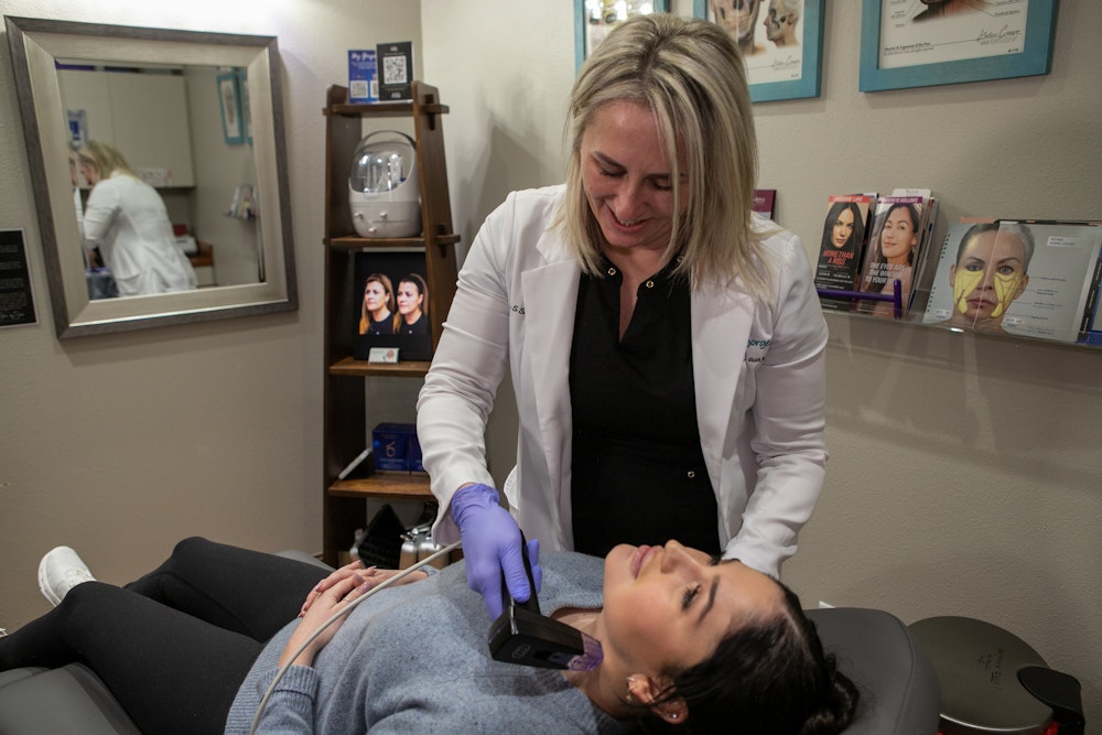 Woman getting a med spa treatment
