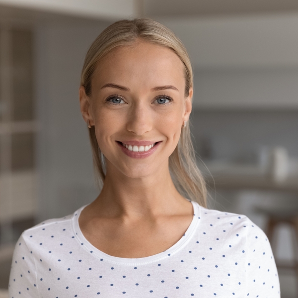 Smiling woman with white teeth
