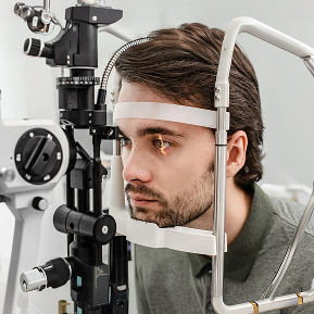Man receiving eye exam