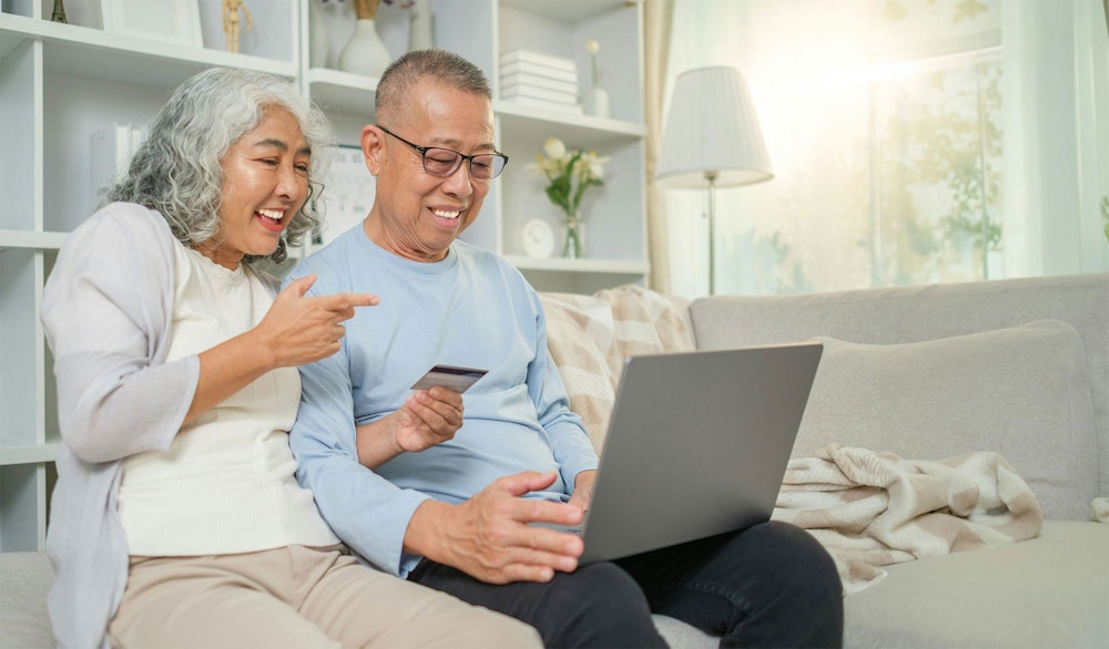 Couple making an online payment