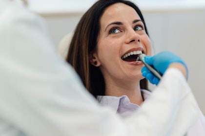 Woman getting dental work