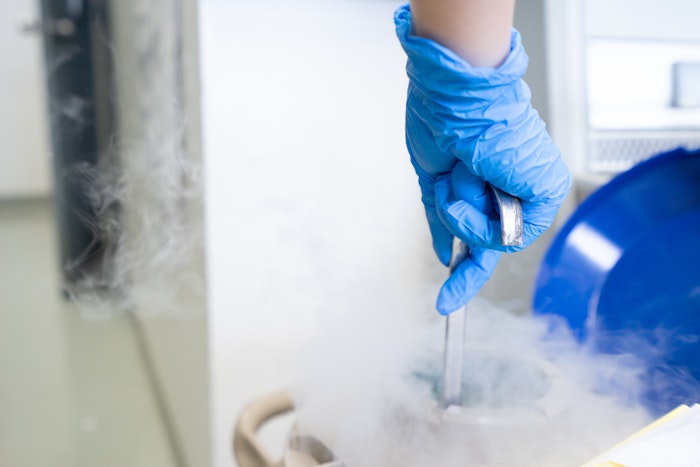 Embryologist working with stored sample