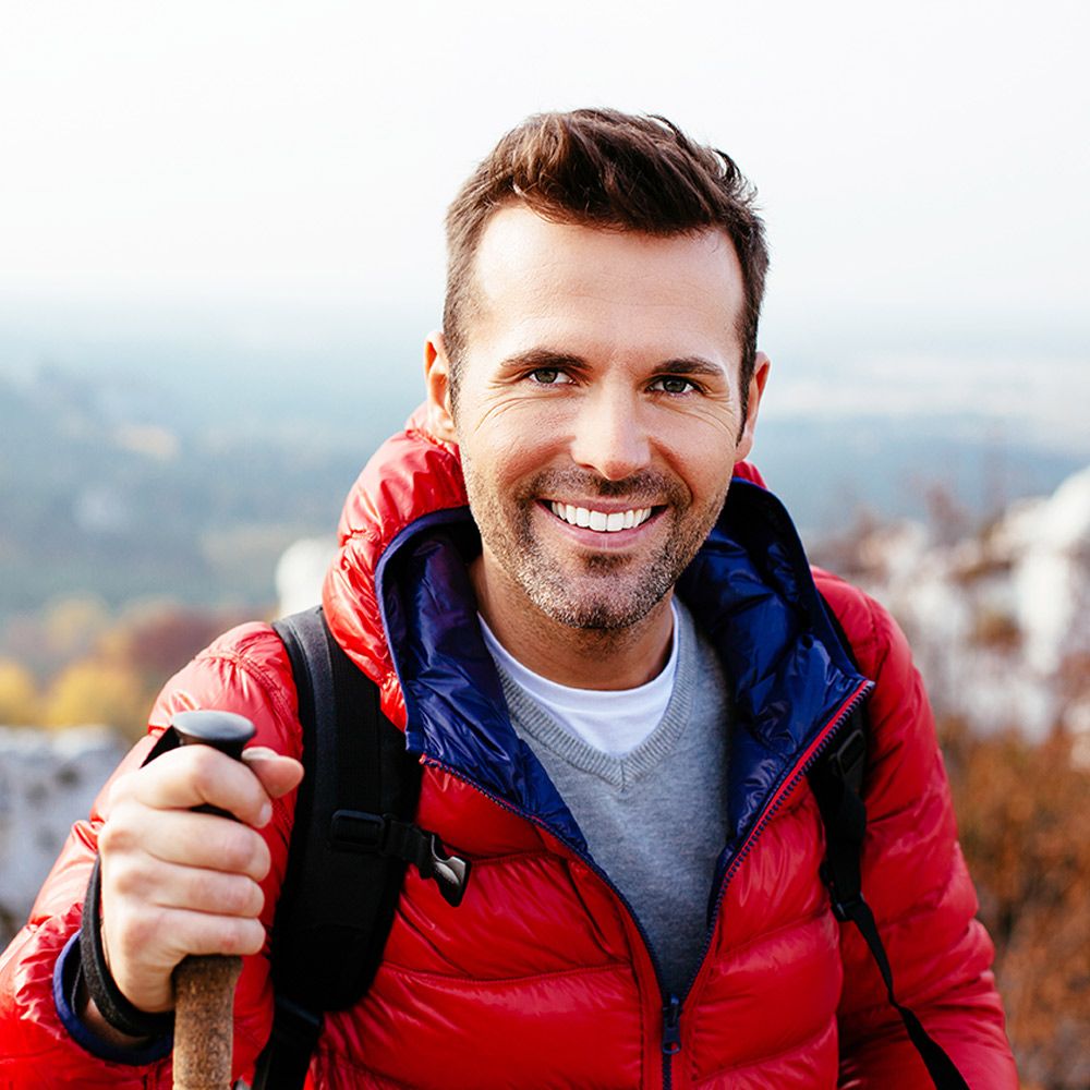 Smiling hiker