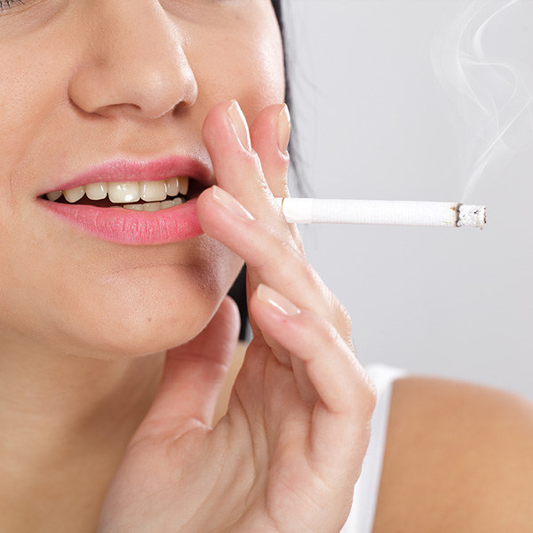 Woman smoking a cigarette