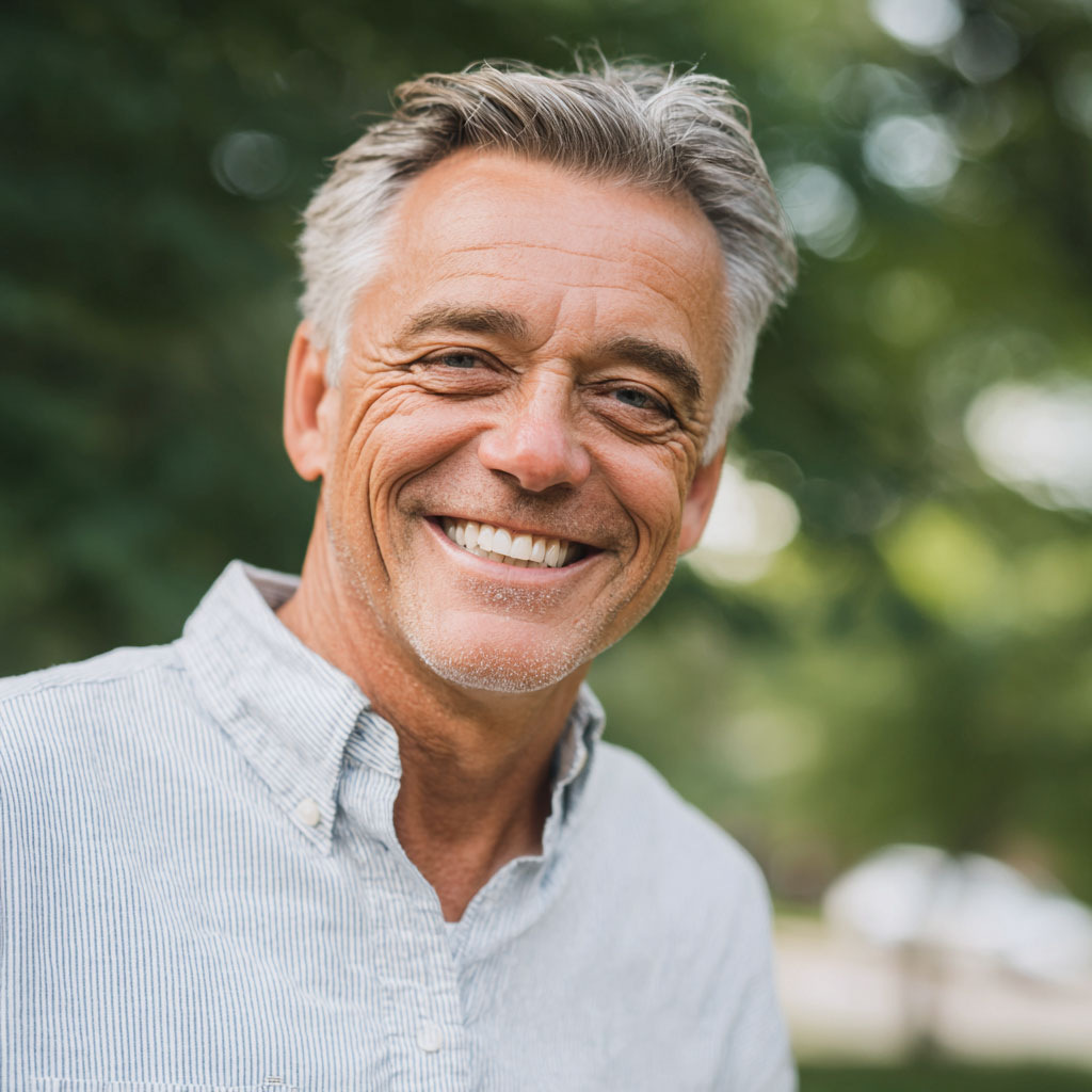 Smiling man with dental implants