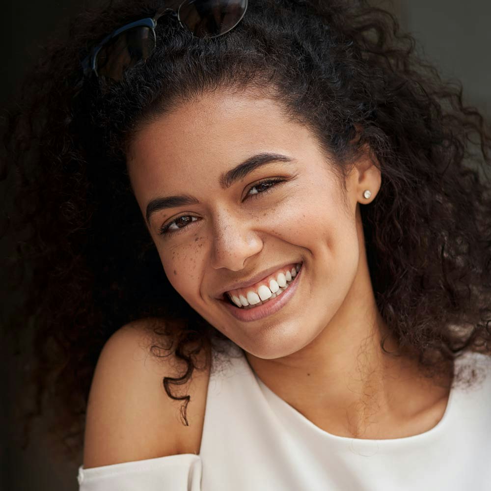 Smiling lady with dimples