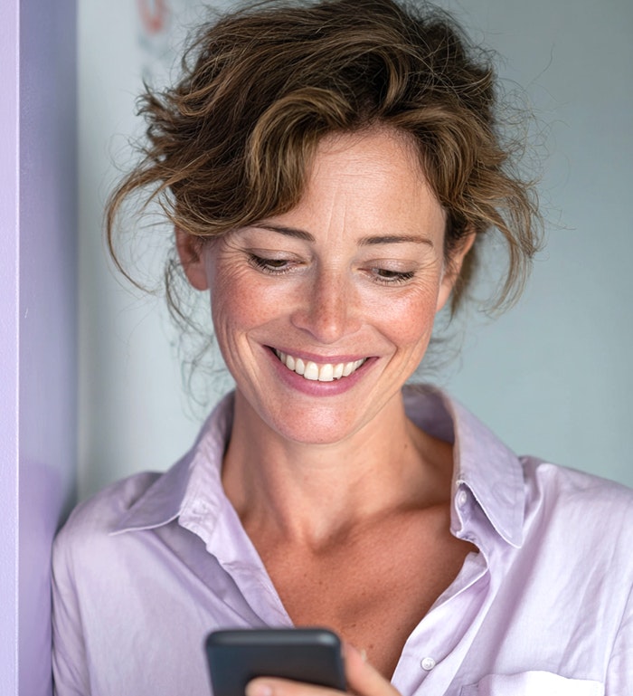 woman looking at phone