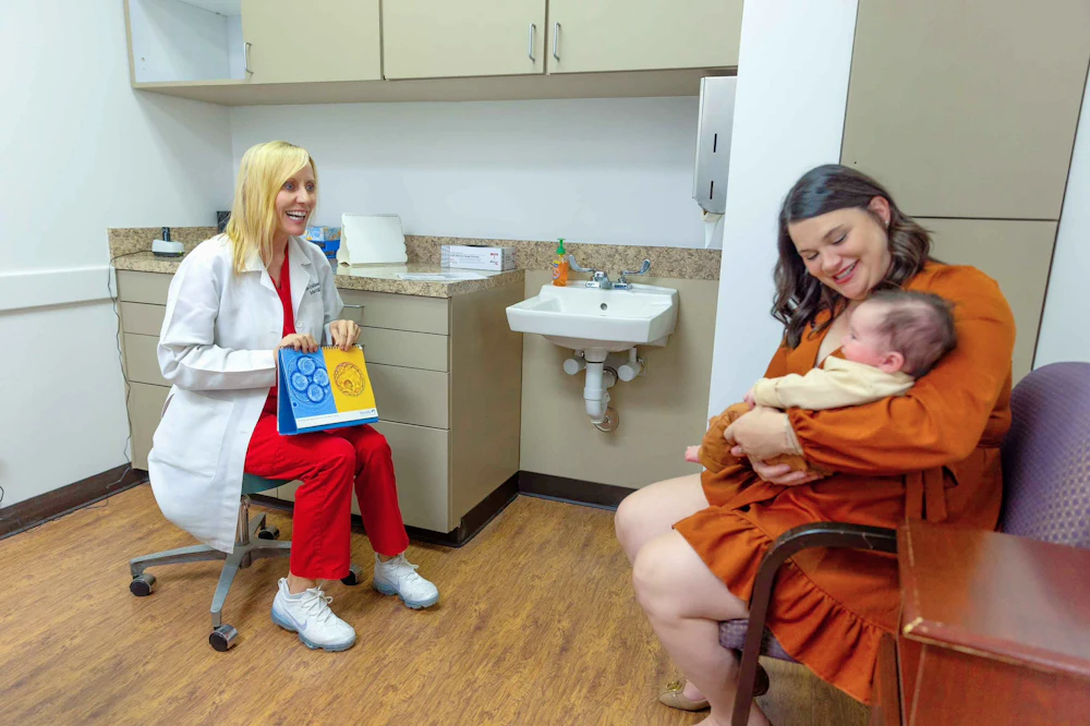 Dr. Kristiansen with patient