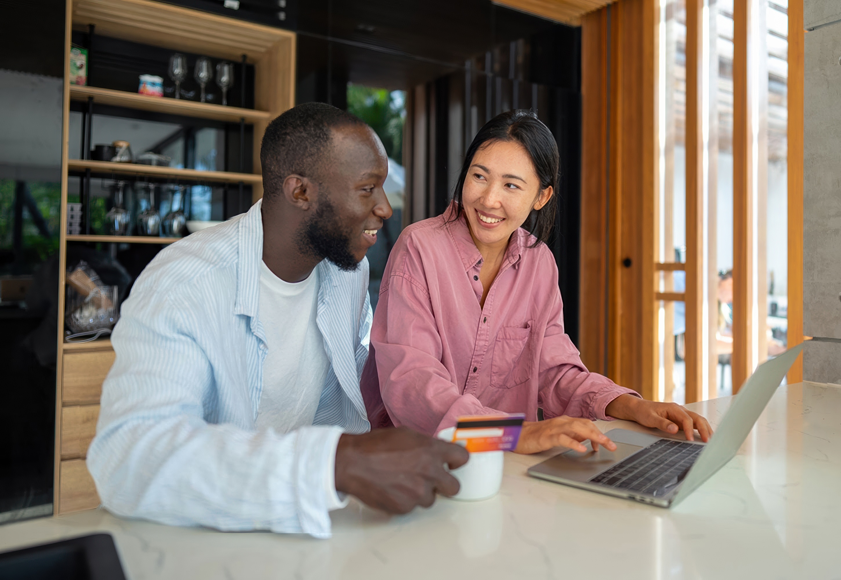 Couple doing research on the computer