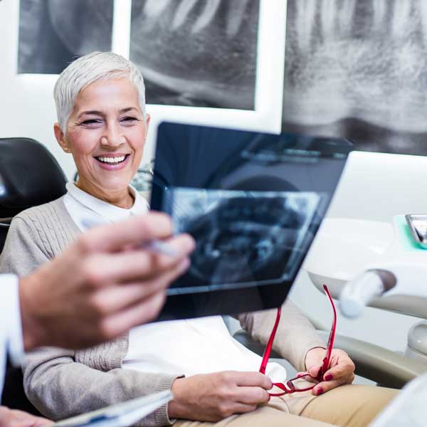 Patient observing X-ray