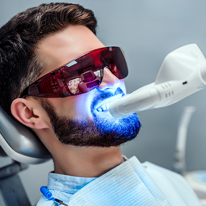 Patient getting in-office teeth whitening