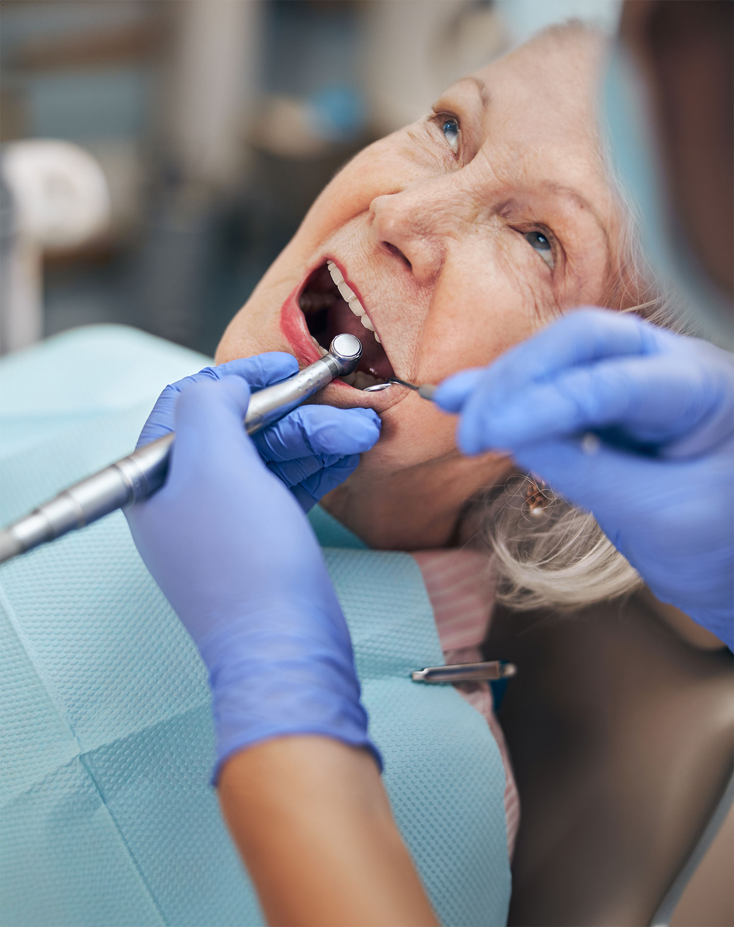 mature woman getting dental work