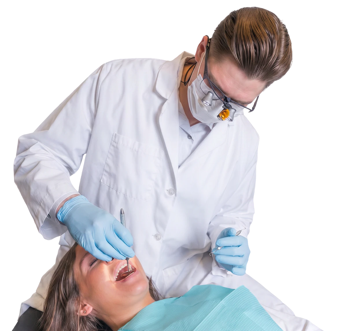 dentist doing a dental exam on a patient