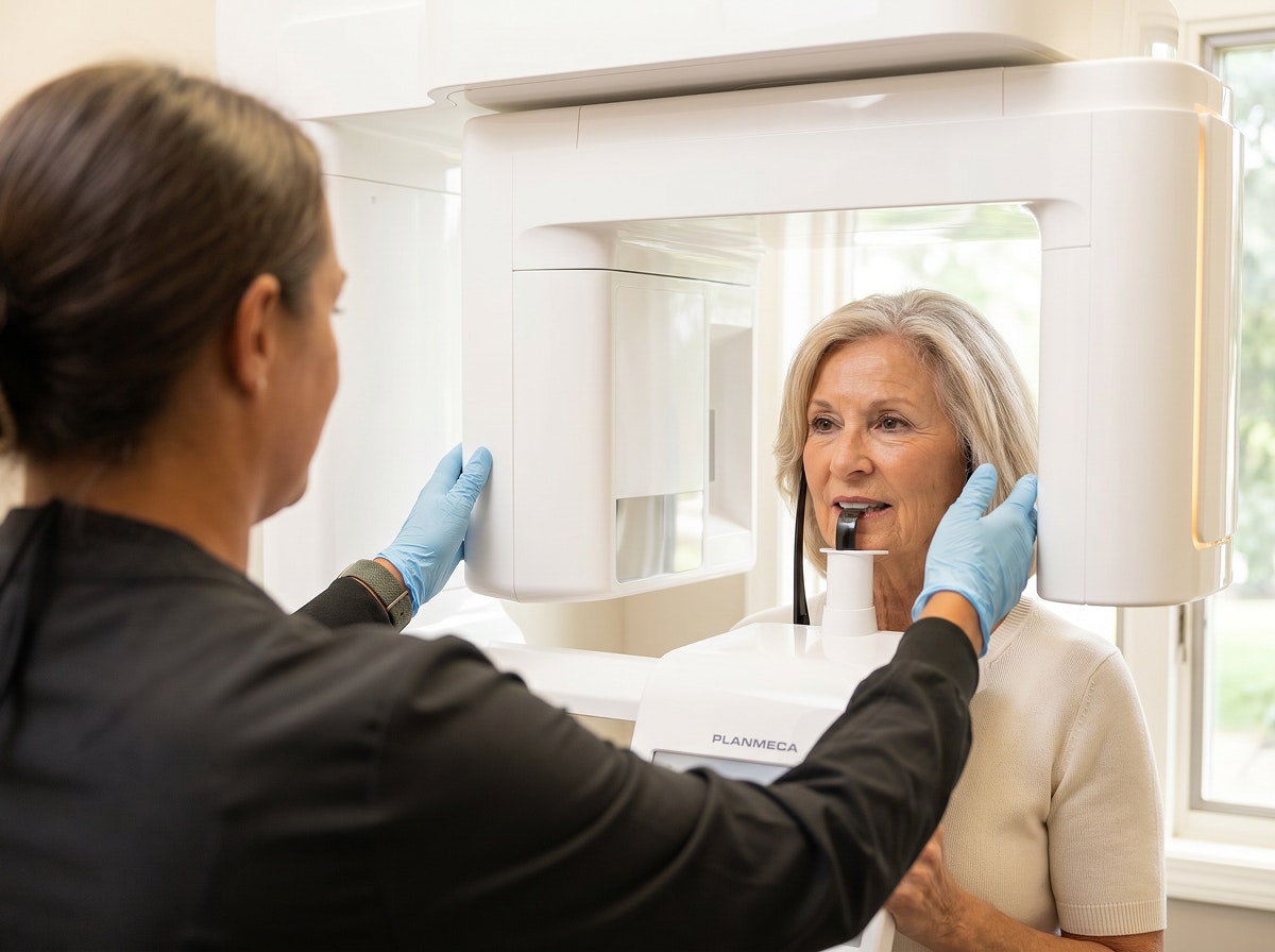 Woman getting 3d imaging