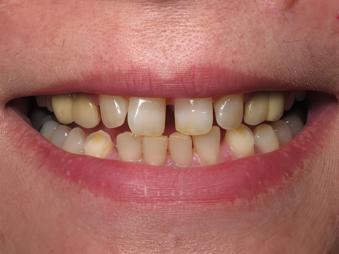 Patient before veneers