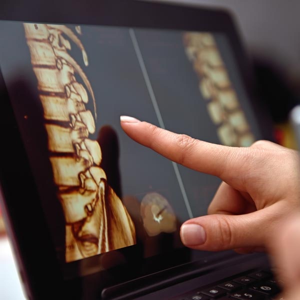 Person reviewing imagery