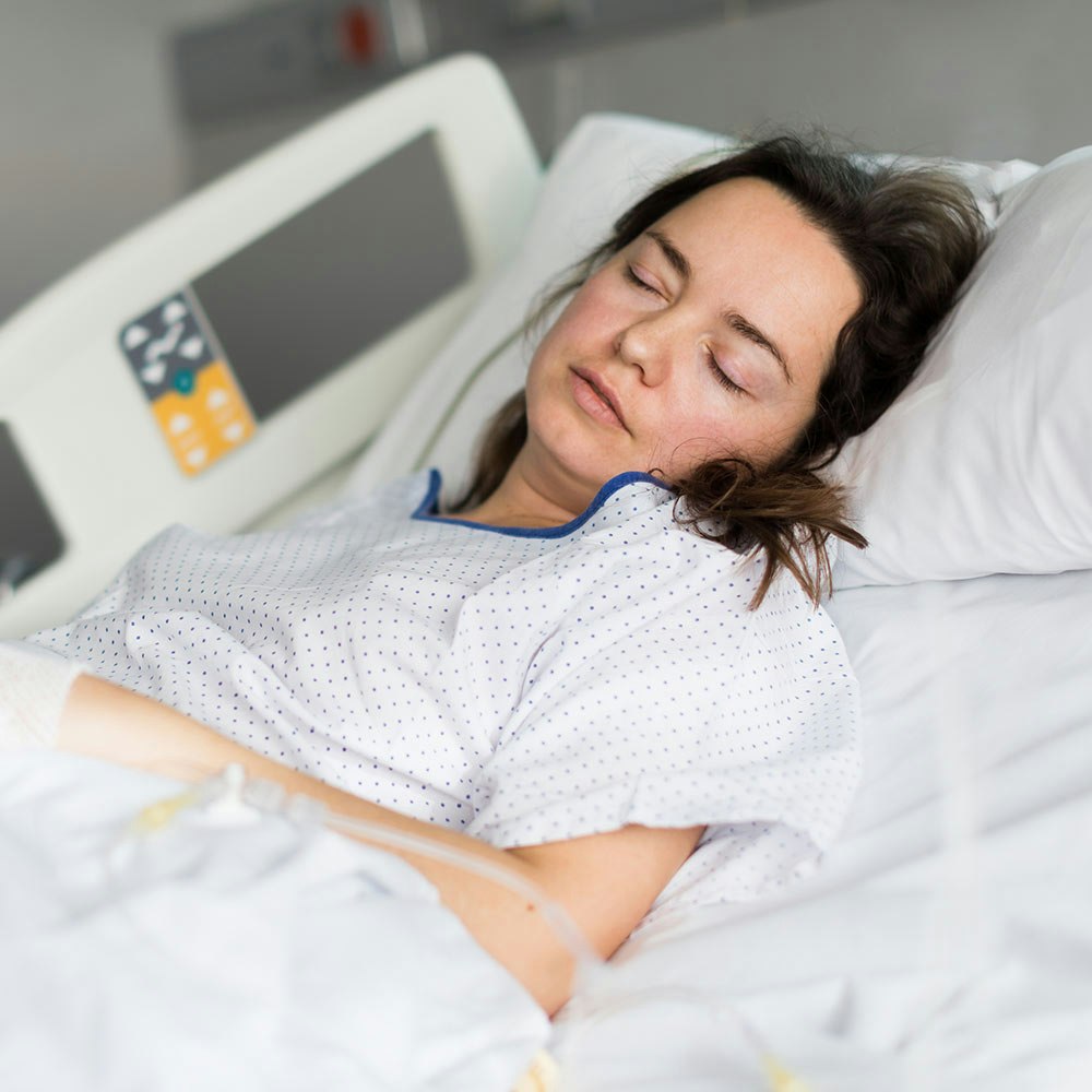 Hospital patient in bed