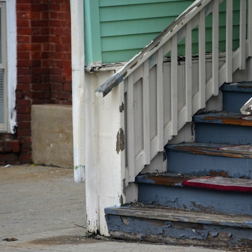 Stairs with chipped paint